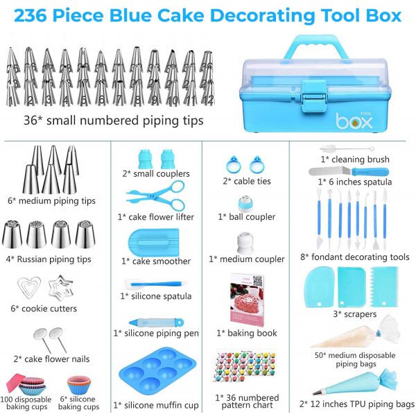 236 Piece Blue Decorating Tool Box