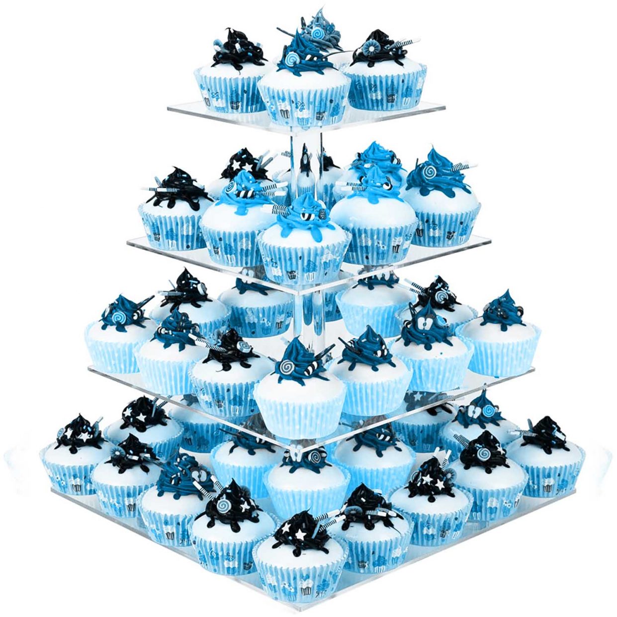 4 Tier Acrylic Cupcake Display Stand with LED Lights Square • The