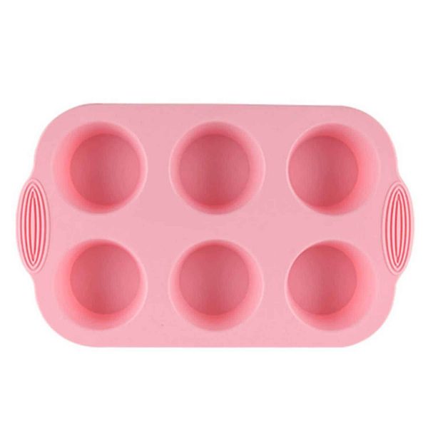 6 Piece Silicone Baking Mould Set Pink